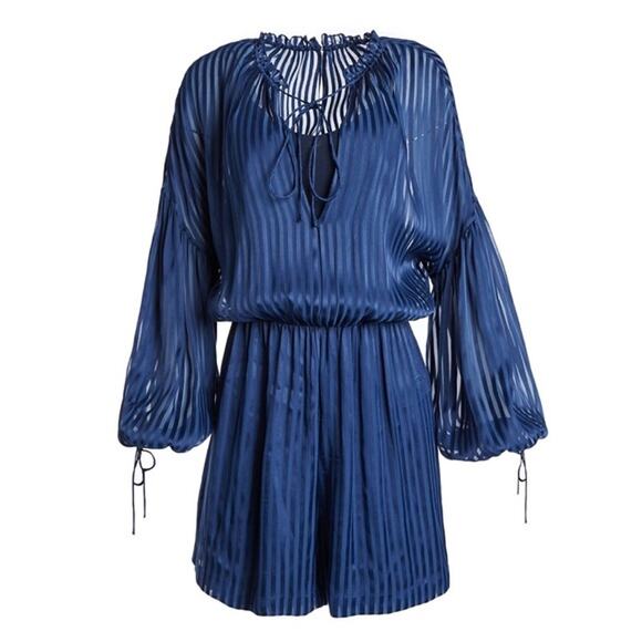 NWT Alice + Olivia Callan Silk Blend Striped Romper Size 4 - Picture 3 of 15